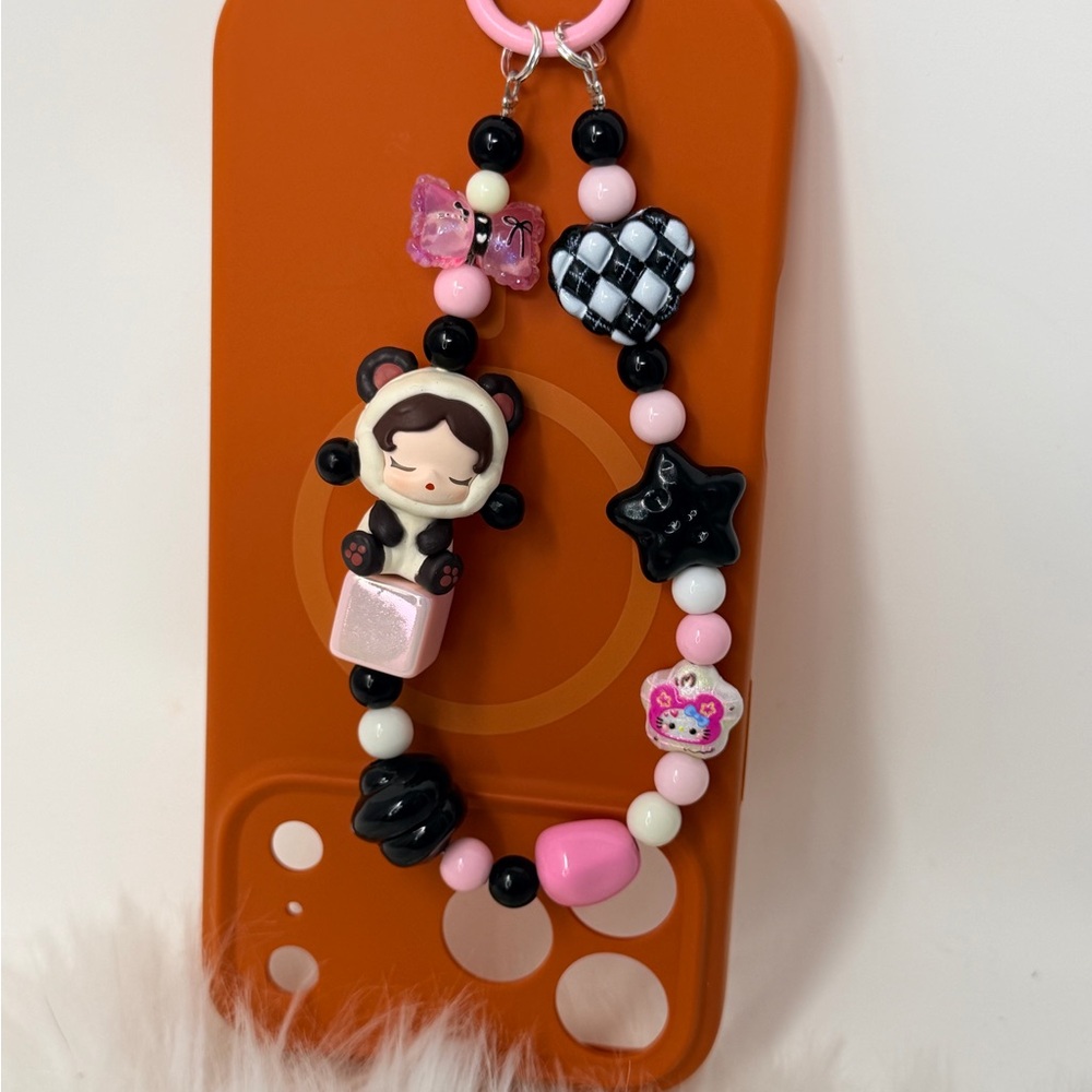 Handmade authentic Skull panda PopBean phone charm